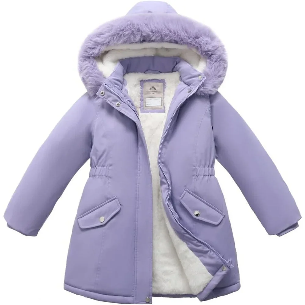 Girl's Lavender03 Waterproof Long Coat Warm Winter Parka Puffer Jacket with Hood